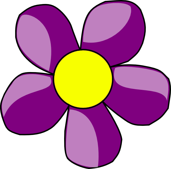 Purple Yellow Cartoon Flower PNG image