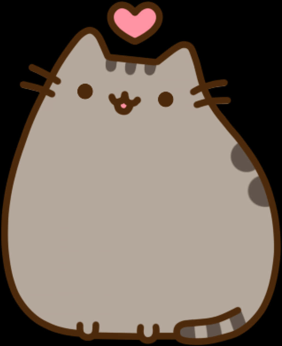 Pusheen Cat With Heart PNG image