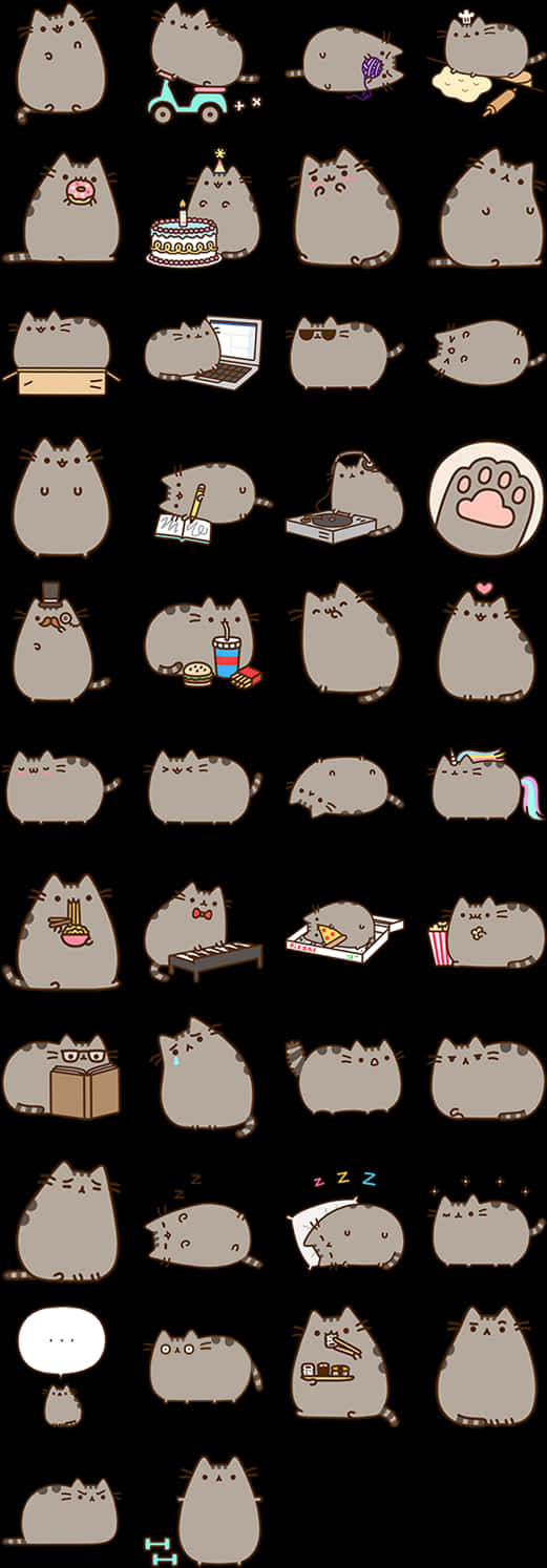 Pusheen Emoticons Collection PNG image