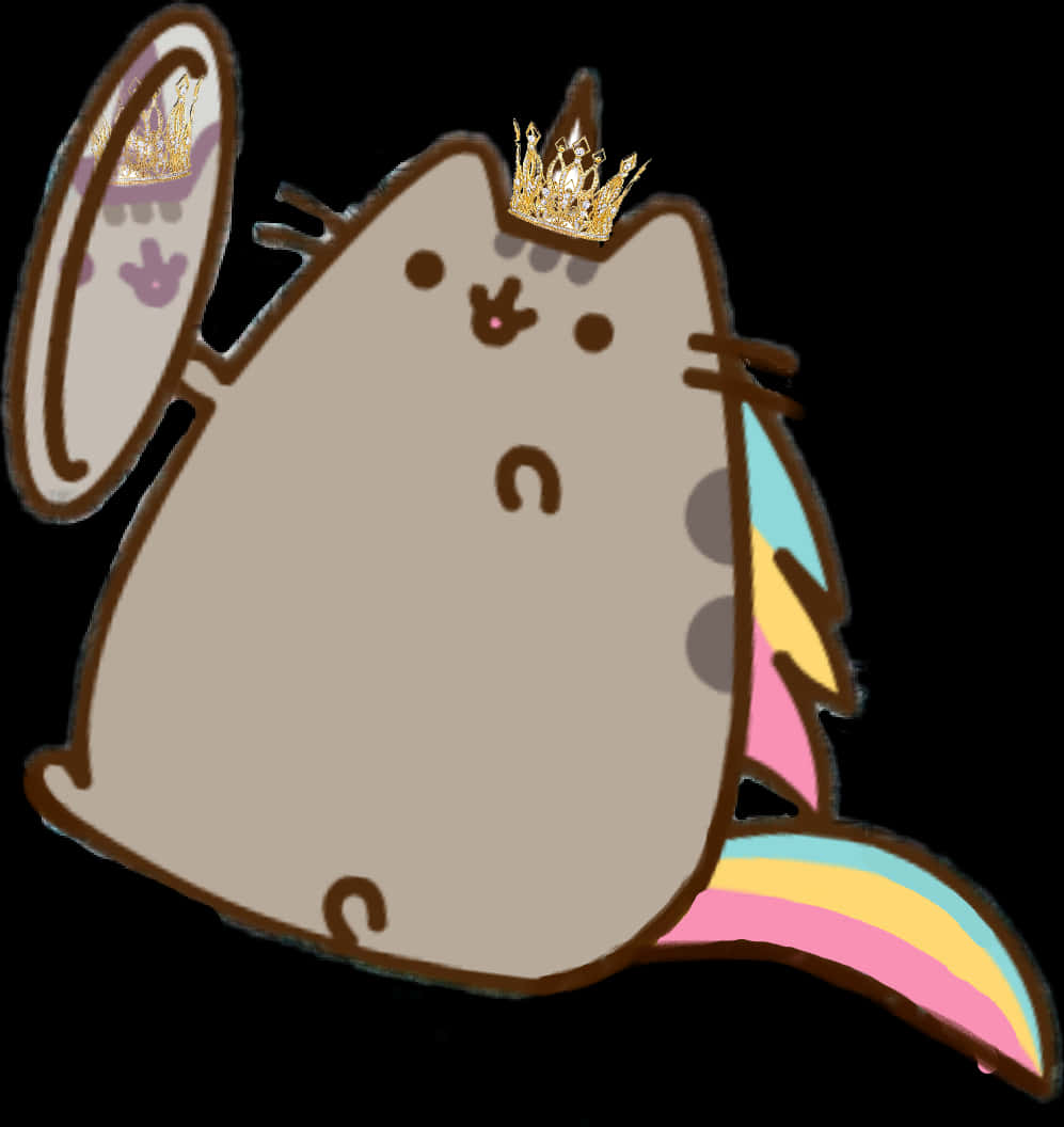 Pusheenicorn_with_ Mirror_and_ Crown PNG image