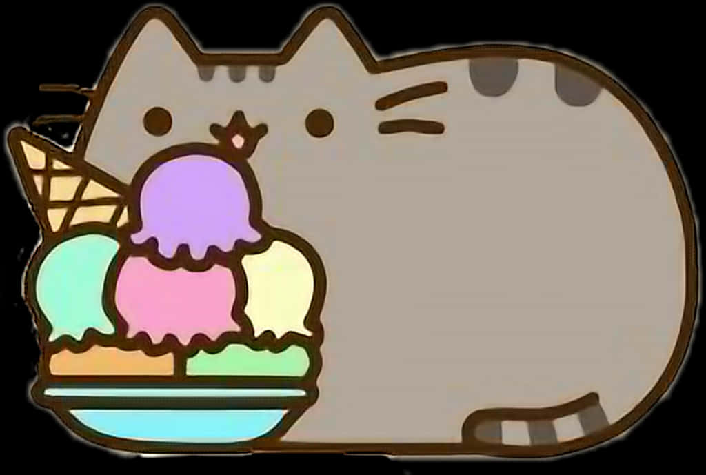 Pusheenwith Ice Cream PNG image