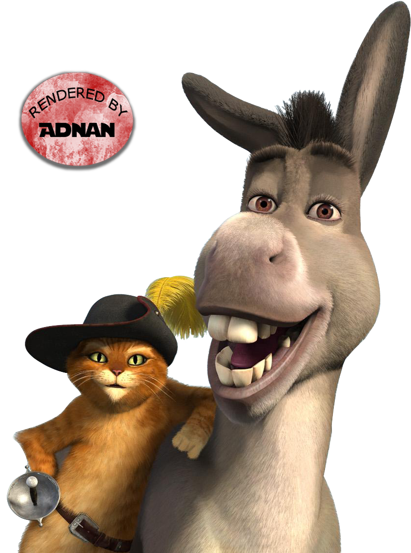 Pussin Bootsand Donkey Friends Forever PNG image