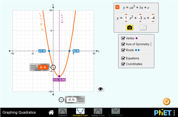 Quadratic Graphing Tool Screenshot PNG image