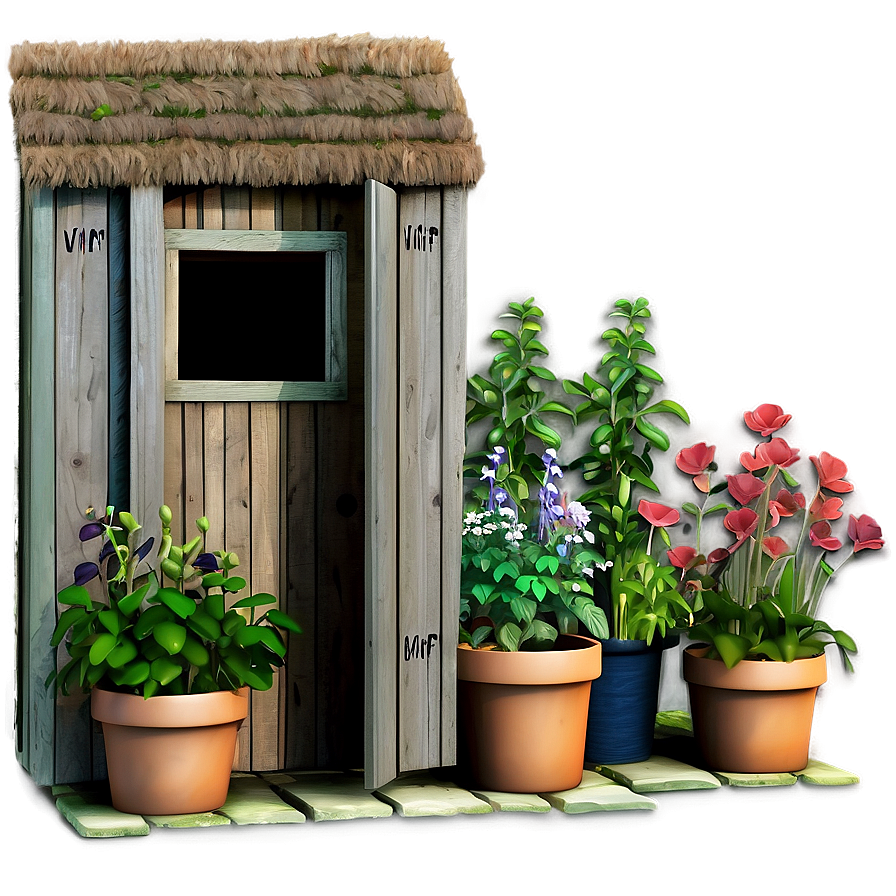 Quaint Garden Outhouse Png 06262024 PNG image