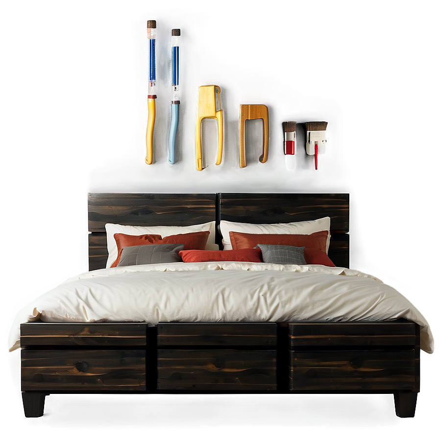 Queen Bed With Storage Png 05042024 PNG image