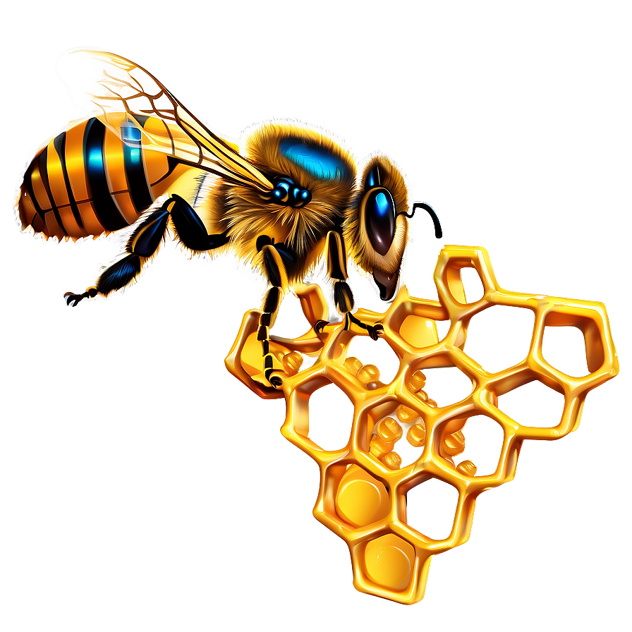 Queen Bee On Honeycomb Background Png 36 PNG image