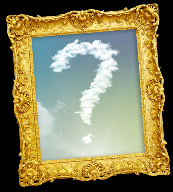 Question Mark Cloudin Gold Frame PNG image