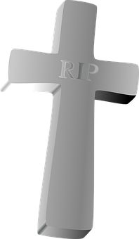 R I P Engraved Tombstone Cross PNG image