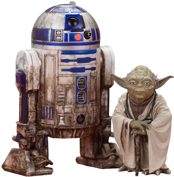 R2 D2and Yoda Star Wars Characters PNG image