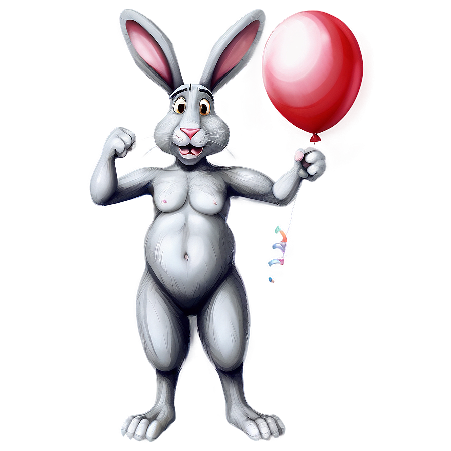 Rabbit With Balloon Png 05062024 PNG image