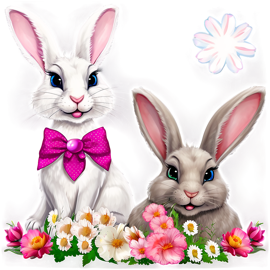 Rabbit With Flowers Png 05062024 PNG image