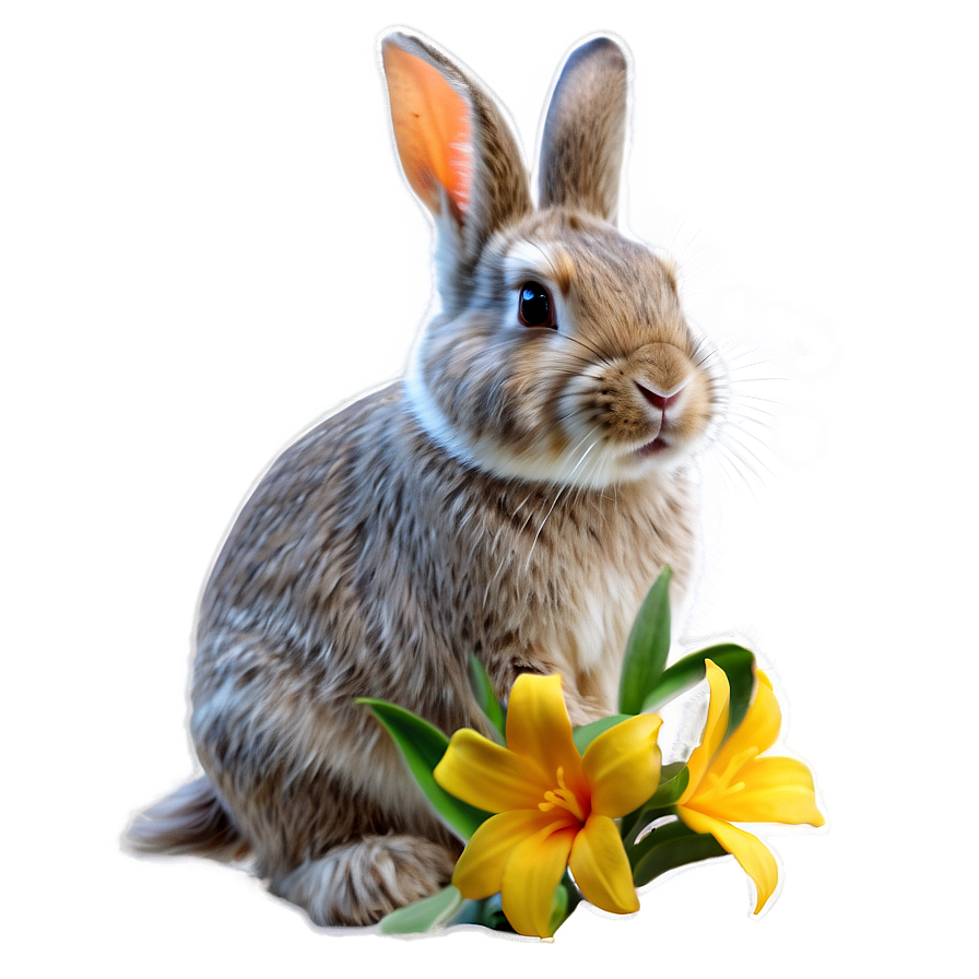 Rabbit With Flowers Png 28 PNG image