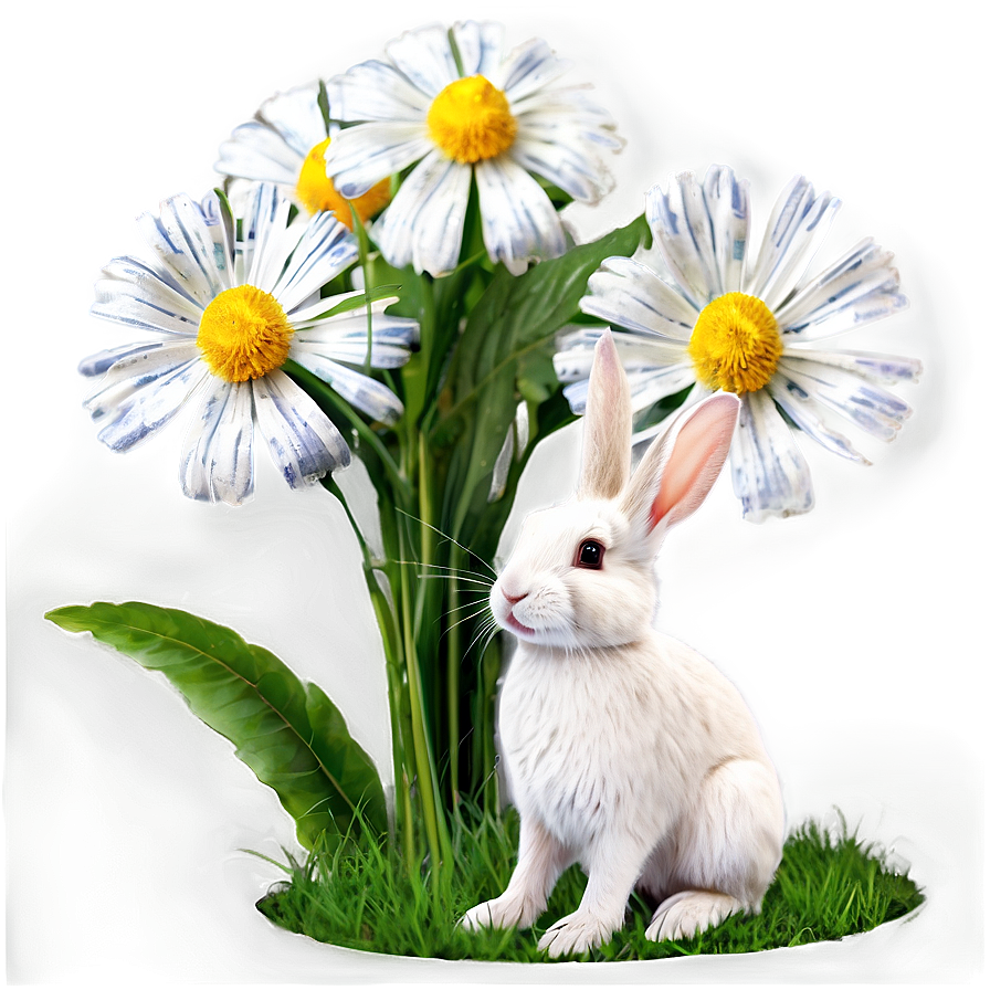 Rabbit With Flowers Png Qnw PNG image