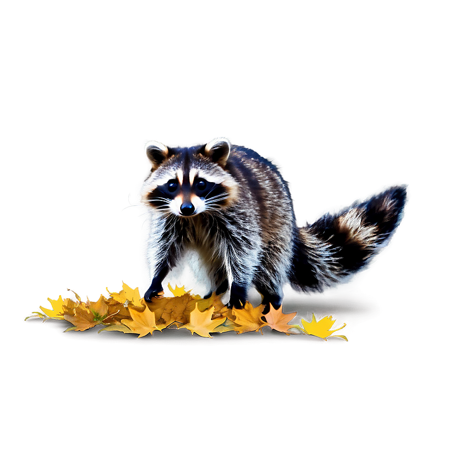 Raccoon Playing With Leaves Png 15 PNG image