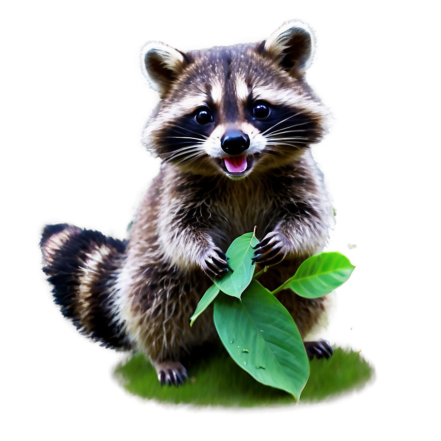 Raccoon Playing With Leaves Png 45 PNG image