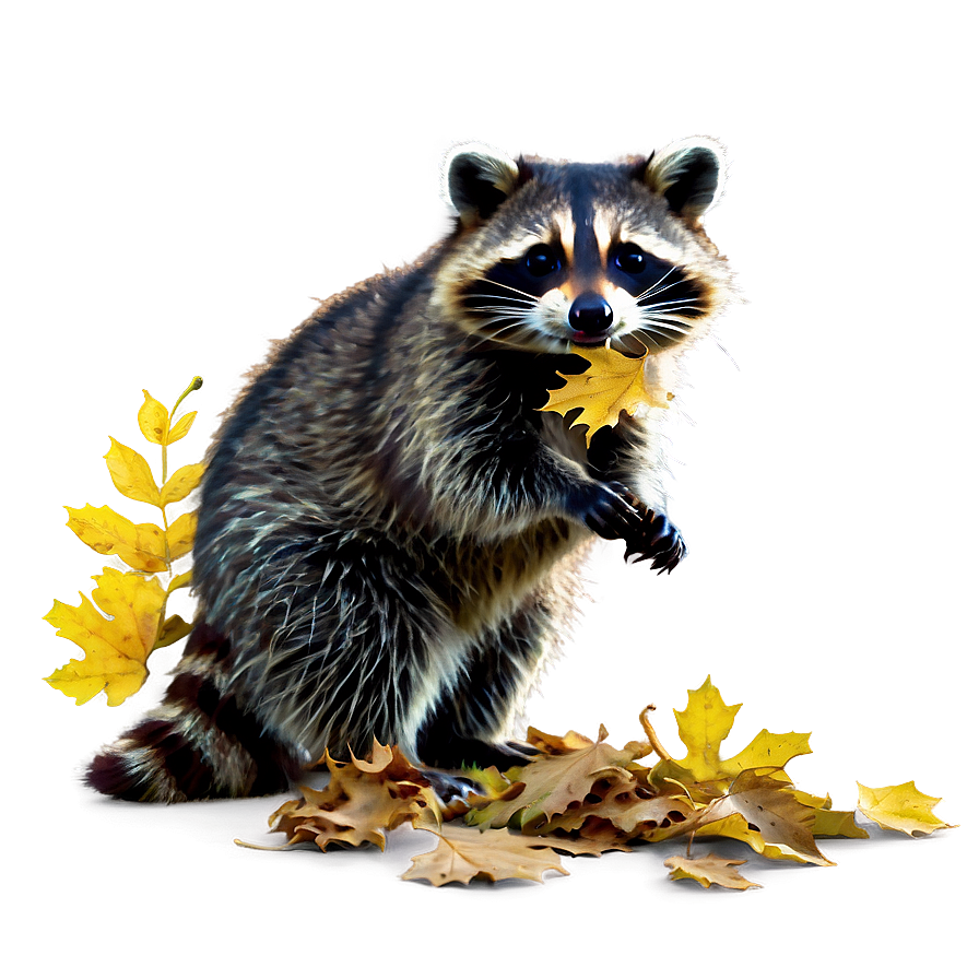 Raccoon Playing With Leaves Png Tkt40 PNG image