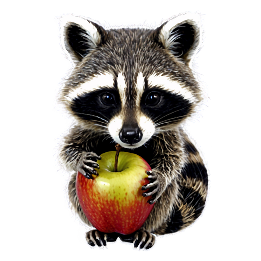 Raccoon With Apple Png 05232024 PNG image