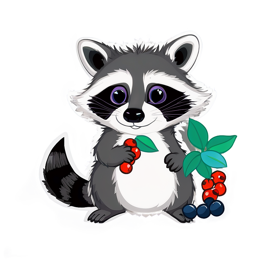 Raccoon With Berries Png Bbp PNG image