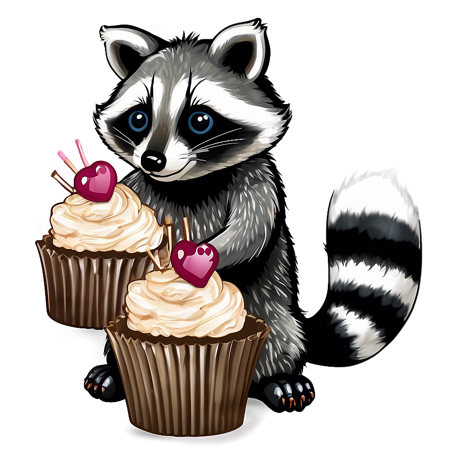 Raccoon With Cupcake Png 05232024 PNG image