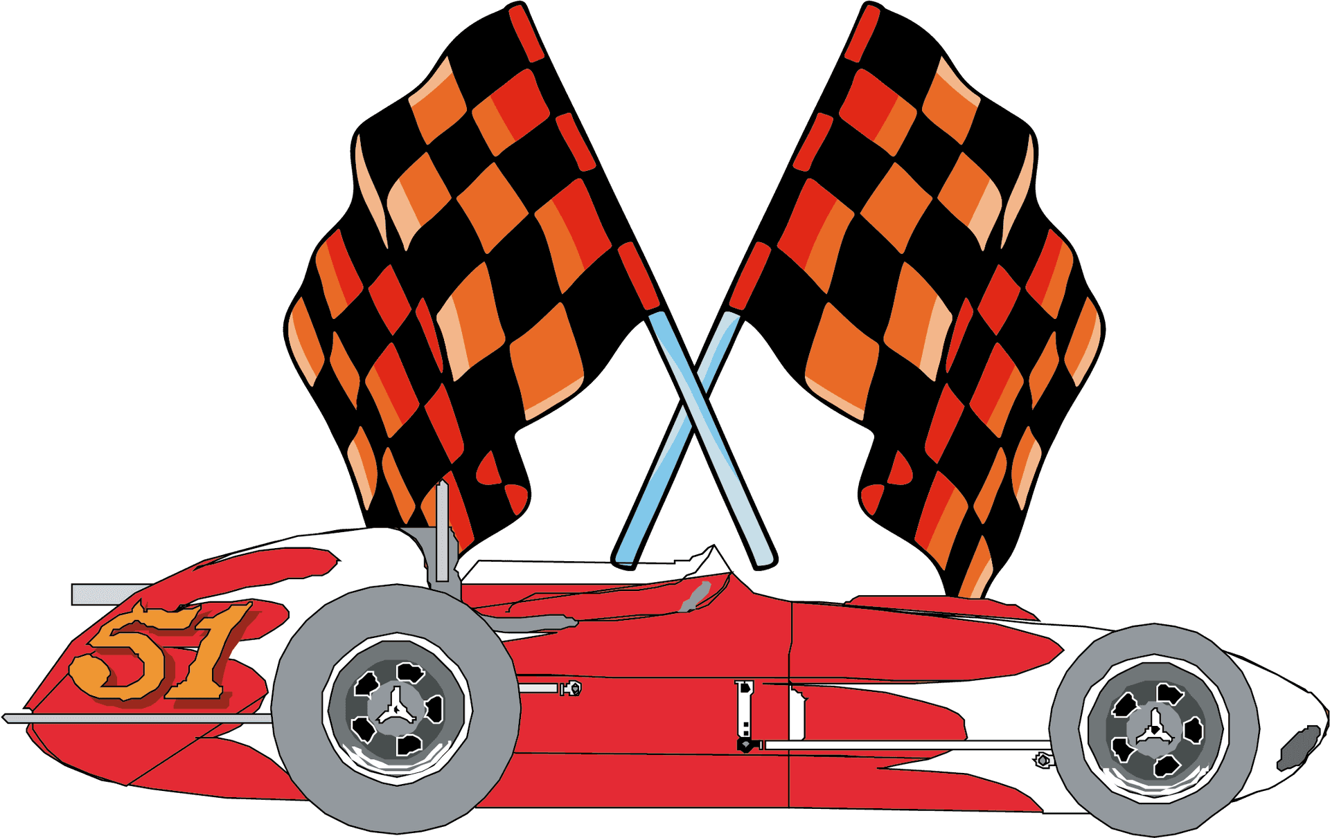Race Car Number51 With Checkered Flags PNG image
