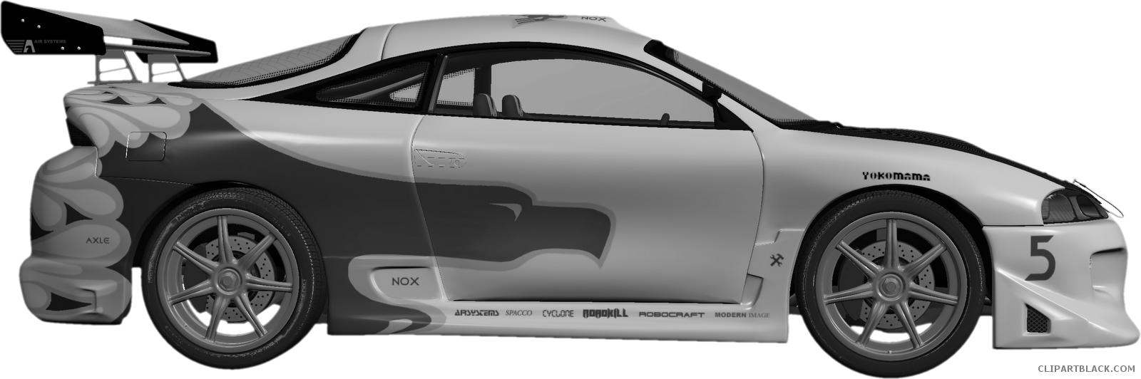 Race Car Side Profile Graphic PNG image