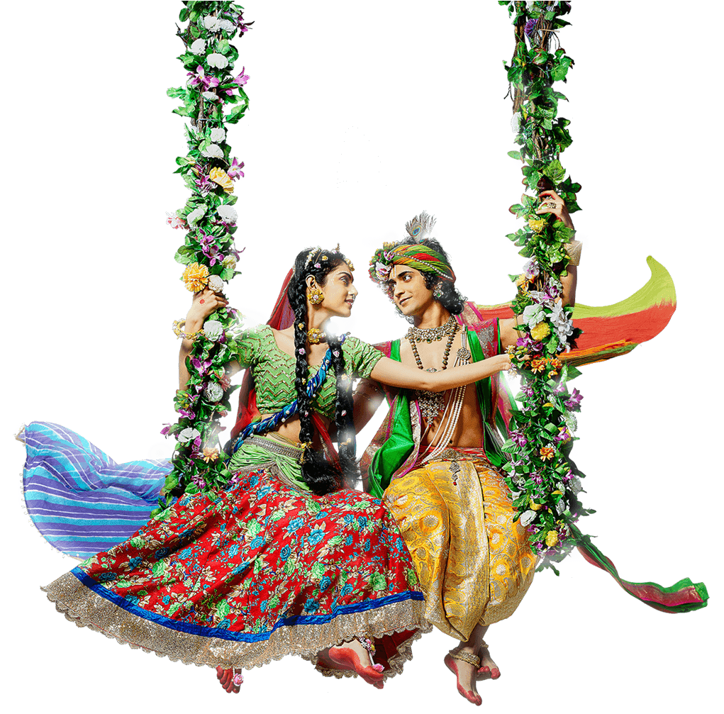 Radha Krishna Swing Festivities PNG image