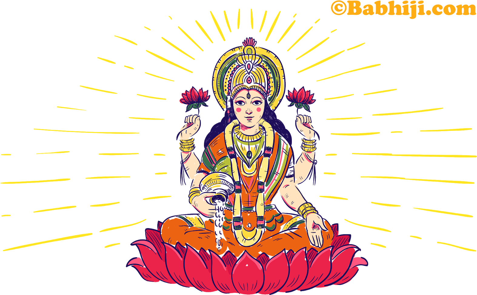 Radiant Hindu Goddess Lotus Vector PNG image