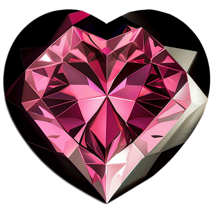 Radiant Pink Heart Diamond Graphic Png 06282024 PNG image