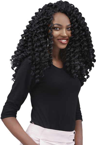 Radiant Womanwith Curly Hair PNG image