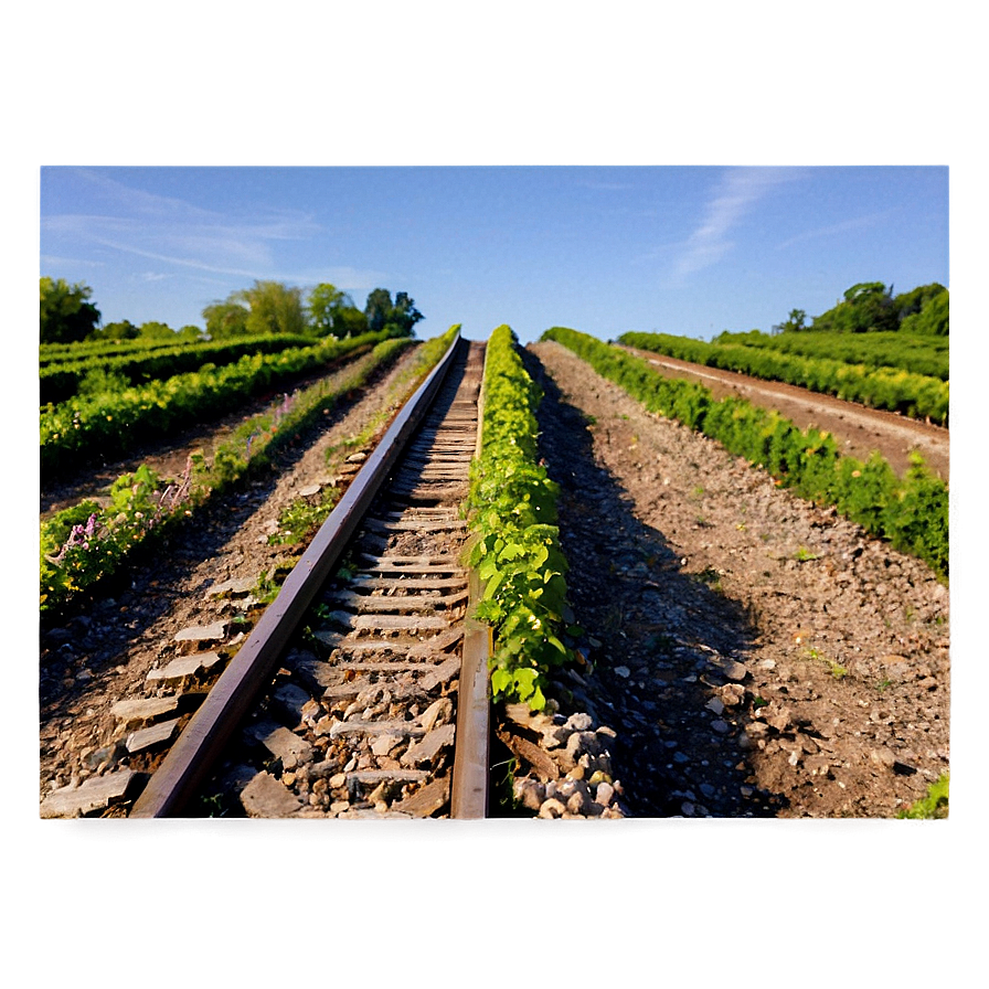 Railroad Tracks Through Vineyard Png 80 PNG image