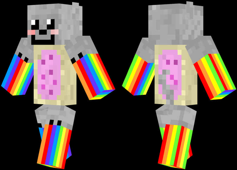 Rainbow Armed Minecraft Skin PNG image