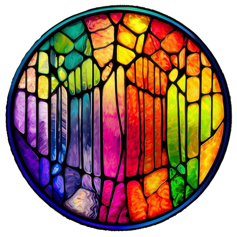 Rainbow Circle Stained Glass Effect Png Lwo PNG image