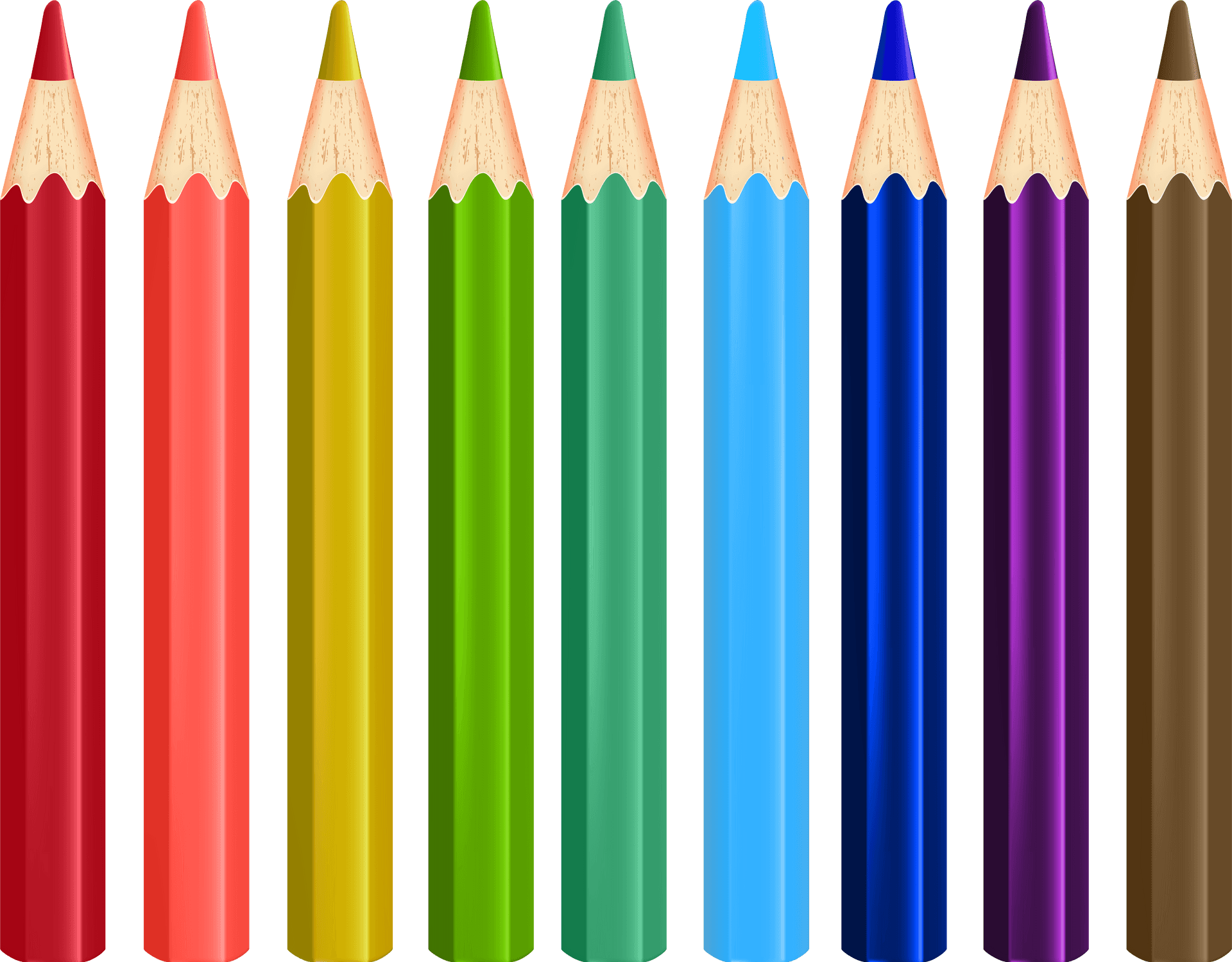 Rainbow Colored Pencils Array PNG image