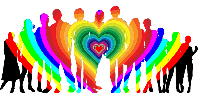 Rainbow Colored Silhouettes Family Heart PNG image