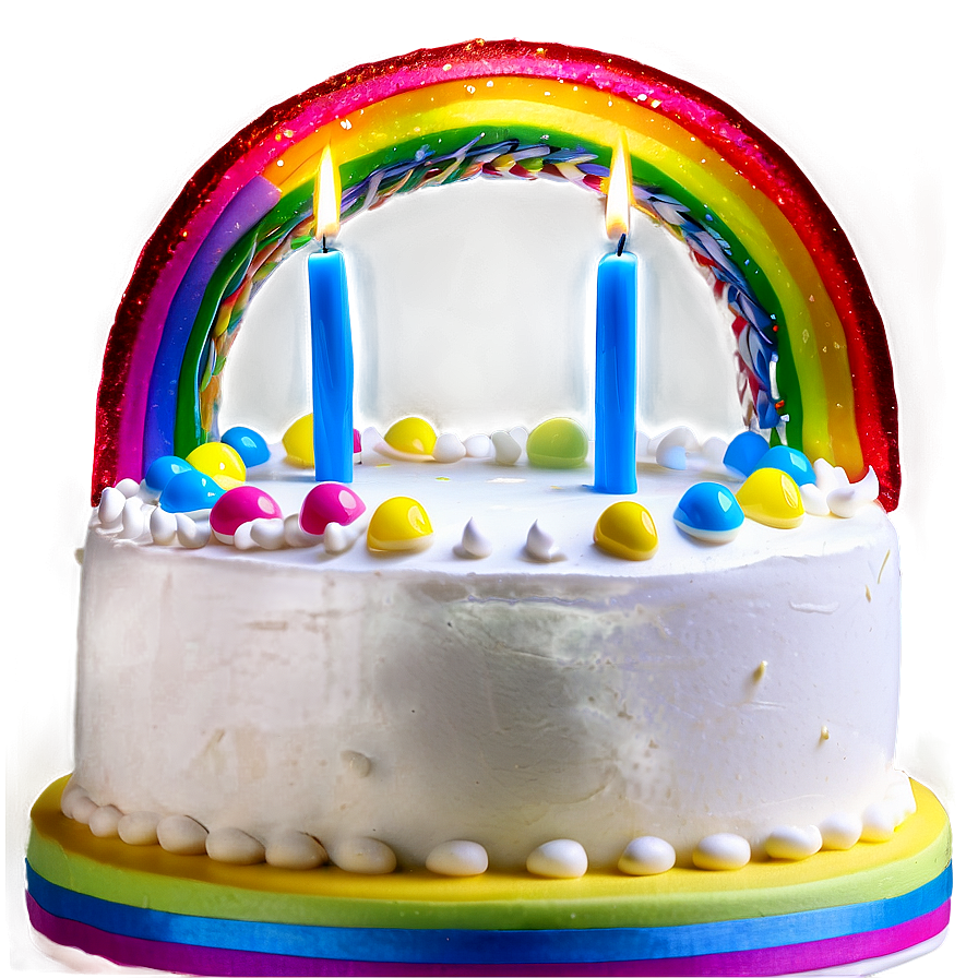 Rainbow Happy Birthday Cake Topper Png 06132024 PNG image