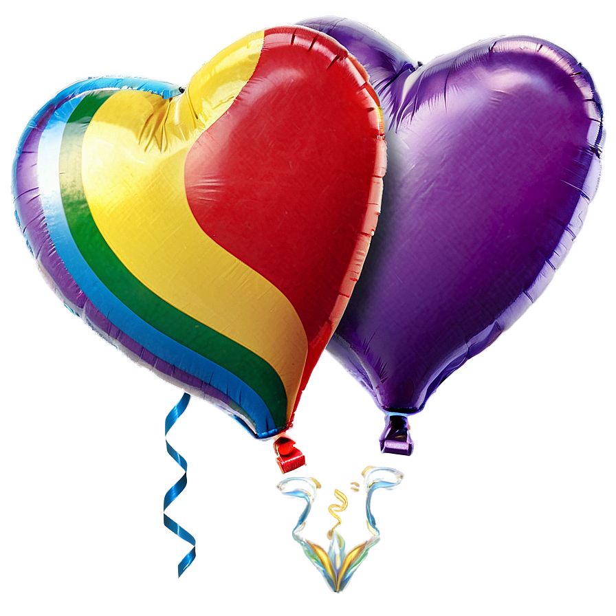 Rainbow Heart Balloon Png 06212024 PNG image