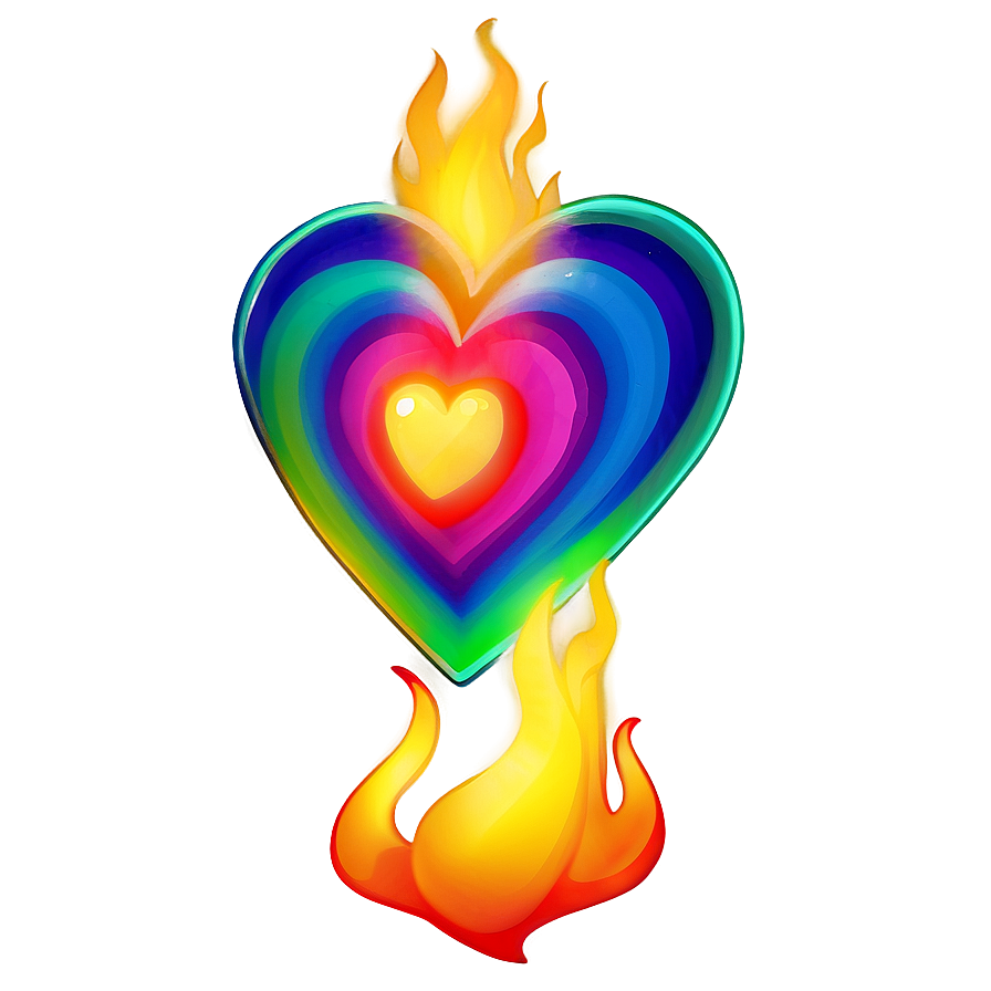 Rainbow Heart On Fire Png Ifn40 PNG image