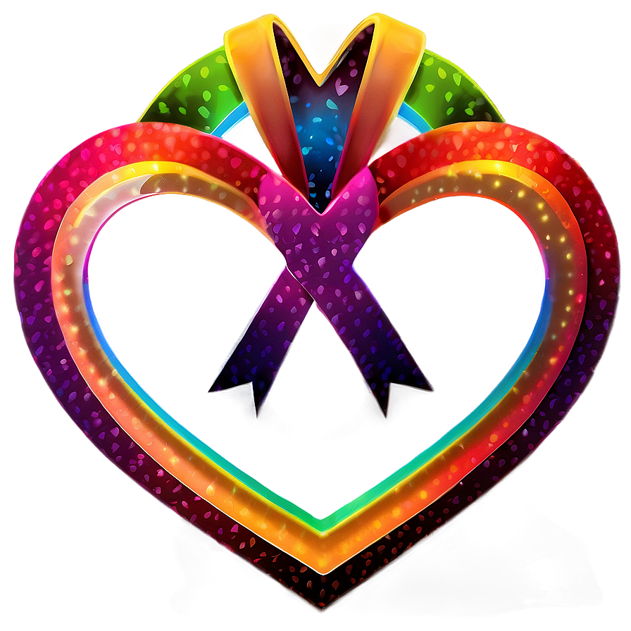 Rainbow Heart With Ribbon Png Qfx PNG image