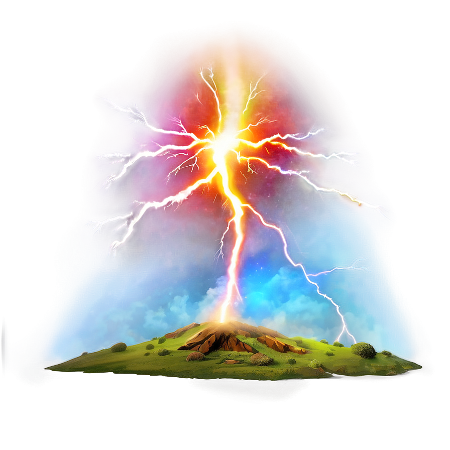 Rainbow Lightning Strike Png Tce54 PNG image