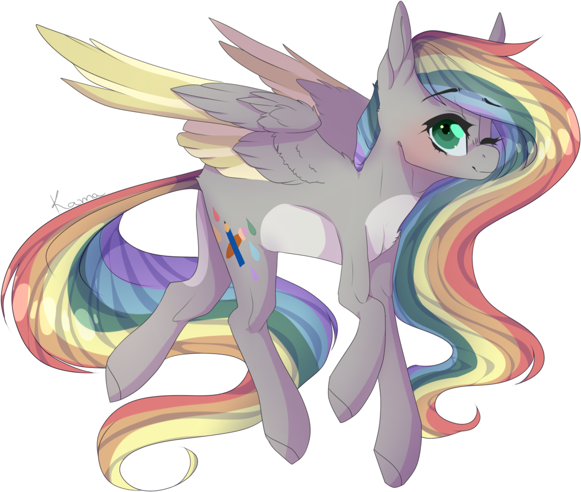 Rainbow Maned Pegasus Cartoon PNG image