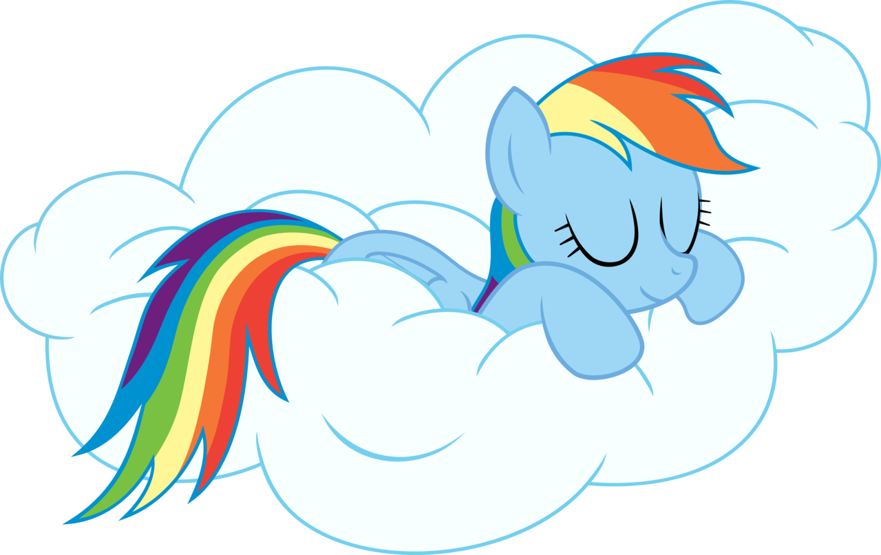 Rainbow Maned Pony On Cloud PNG image