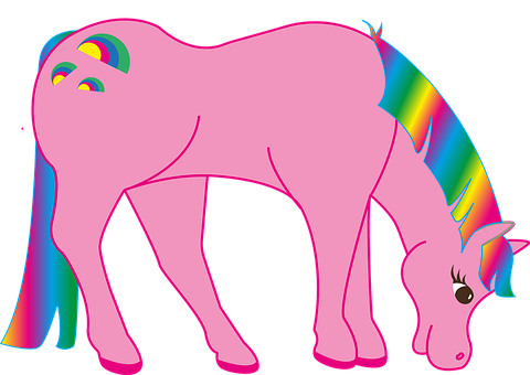 Rainbow Maned Unicorn Graphic PNG image