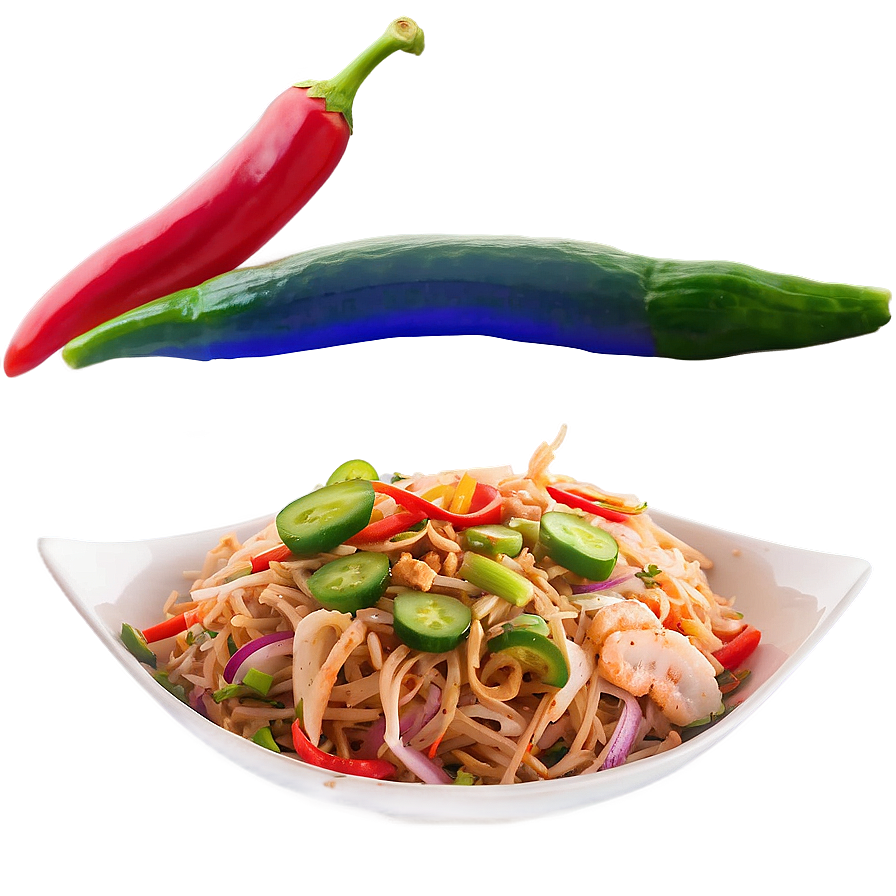 Rainbow Pad Thai With Peppers Png Keo10 PNG image