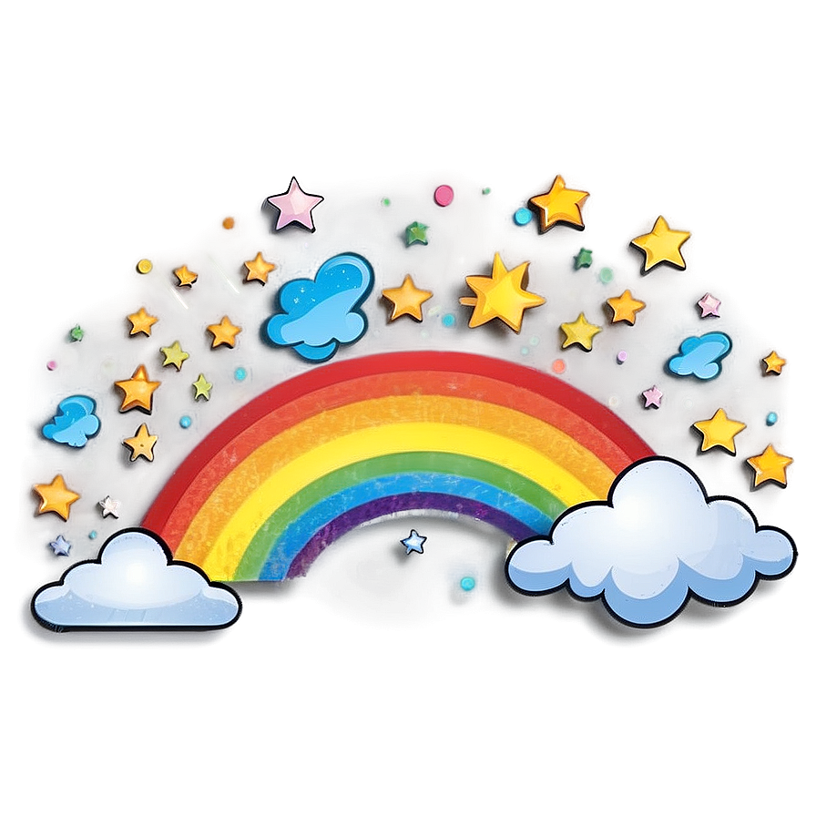 Rainbow With Clouds And Stars Png 06282024 PNG image