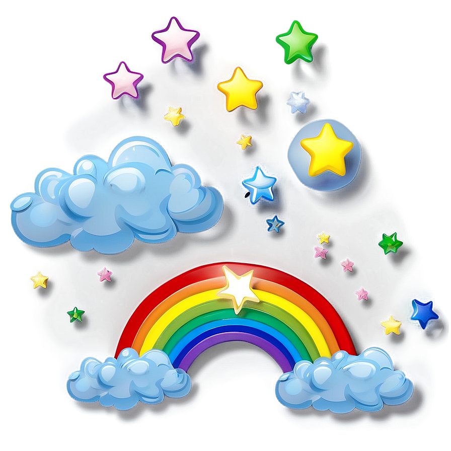 Rainbow With Clouds And Stars Png 06282024 PNG image