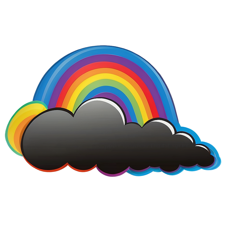 Rainbow With Clouds C PNG image