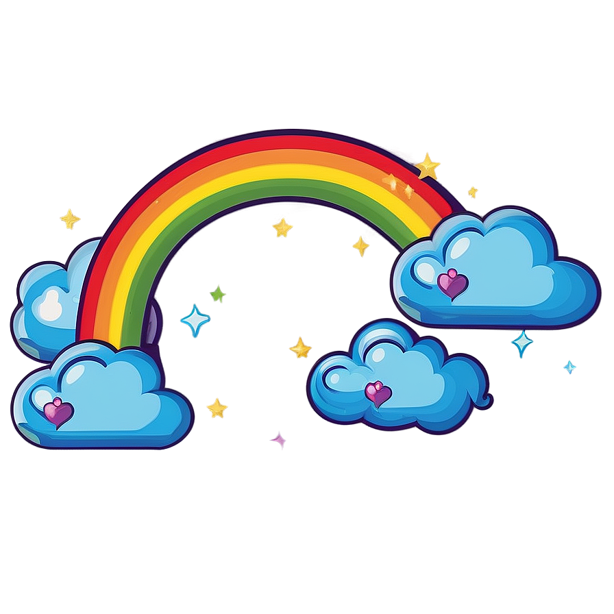 Rainbow With Clouds Cute Style Png 06282024 PNG image