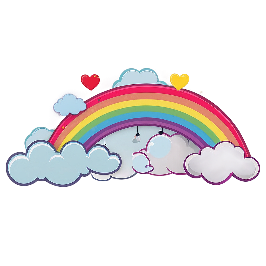 Rainbow With Clouds Cute Style Png 32 PNG image