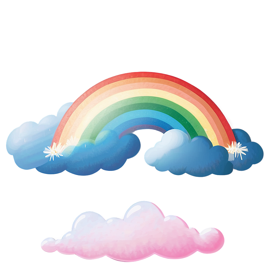 Rainbow With Clouds In Pastel Colors Png 06282024 PNG image