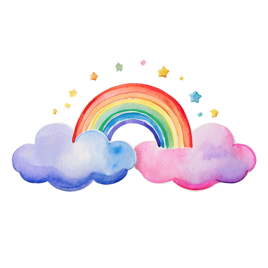 Rainbow With Clouds In Watercolor Png 45 PNG image